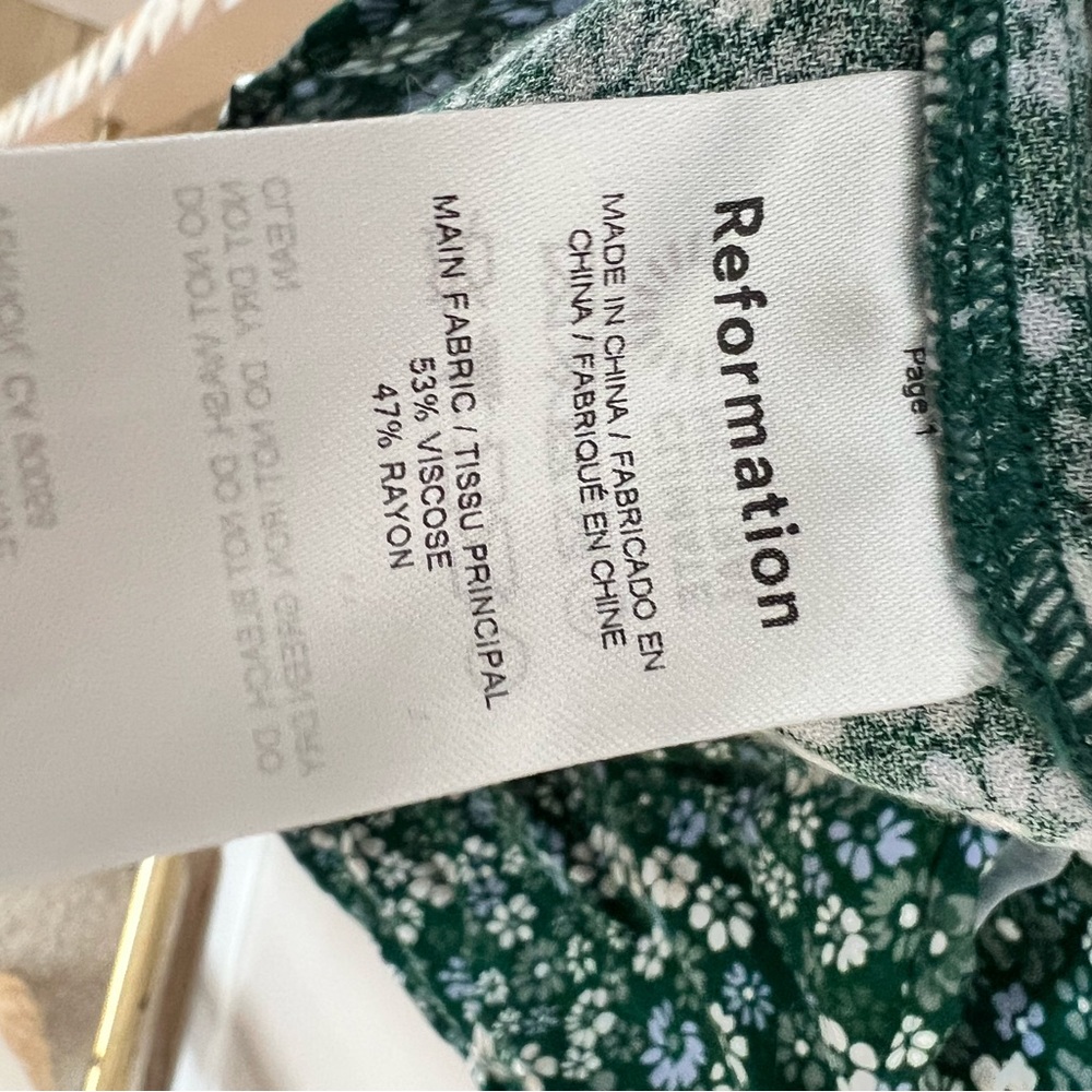 Reformation Teal Green Floral Tie-Shoulder Mini Dress - Picture 7 of 7